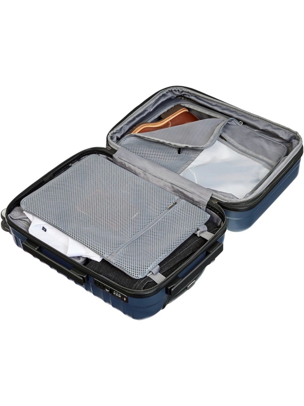NWT Navy Ribbed Carry on Spinner - Picture 3 of 11